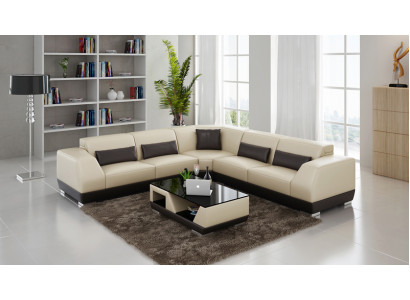 Leren bankstel met USB woonlandschap hoekbank hoekstel modern design bankstel G8024B