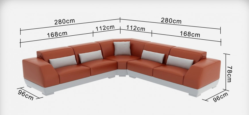 Leren bankstel met USB woonlandschap hoekbank hoekstel modern design bankstel G8024B