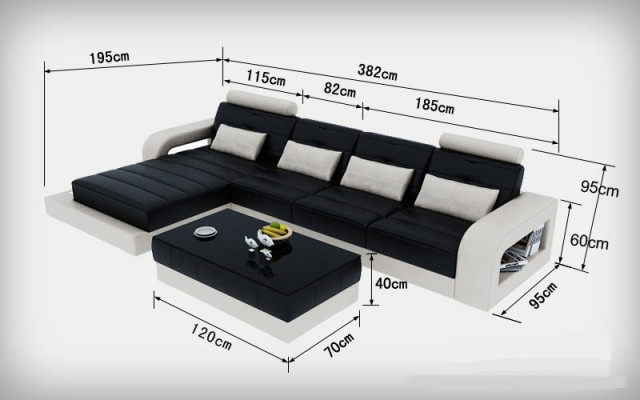 Leren bankstel met USB, hoekbank hoekbank design moderne bankstel L6008C