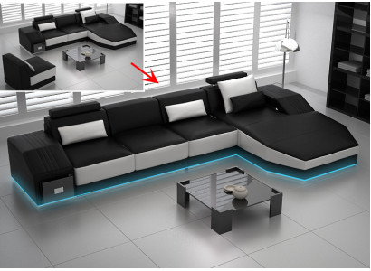 Leren bank met USB, hoekbank hoek bankstel modern design bankstel L6003C.
