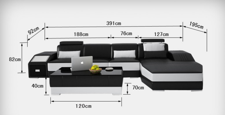 Leren bank met USB, hoekbank hoek bankstel modern design bankstel L6003C.
