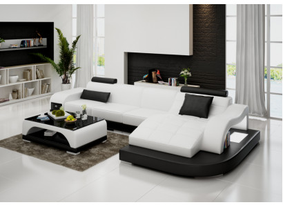 Leren bankstel met USB woonlandschap hoekbank hoek meubilair Design Modern Sofa G8009D