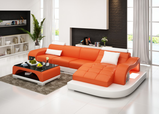Leren bankstel met USB woonlandschap hoekbank hoek meubilair Design Modern Sofa G8009D