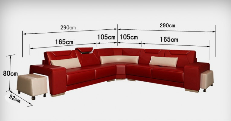 Leren bank met USB woongebied hoekbank hoekstel ontwerp moderne bank F3011B