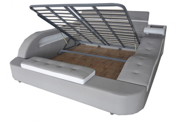 Dubbel luxe leren bed + USB gestoffeerde bedden moderne hotel multifunctioneel