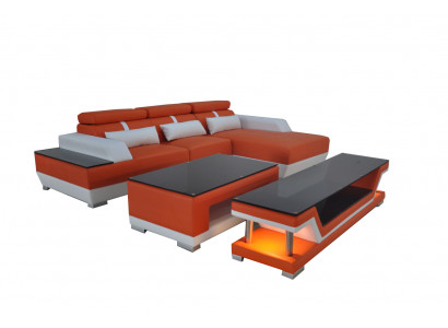 Leren bank woonlandschap hoekbank ontwerp modern sofa L-vorm chaise