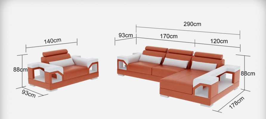 Lederen bankstel woonlandschap hoekbank + fauteuil hoekstel modern design