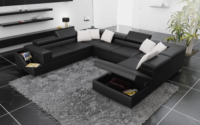 Ledersofa Bank Bank Woonlandschap Hoekbank Hoekstel Ontwerp Modern U K5006