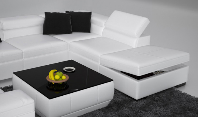 Ledersofa Bank Bank Woonlandschap Hoekbank Hoekstel Ontwerp Modern U K5006