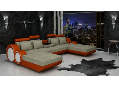 Textielbank U-vorm Bank Hoekbank Designerbank Set 2 Ligplaatsen Stoffenbank Berlijn
