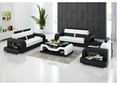 Leren bank bankstel woonlandschap 3+2+1 zits + USB set ontwerp modern sofa
