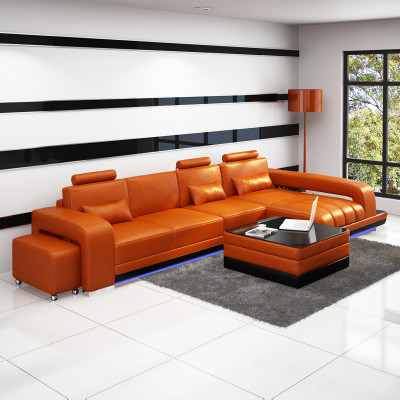 Leren bank Bank Woonlandschap Hoekbank Hoekbankstel Ontwerp Modern Sofa F3017C