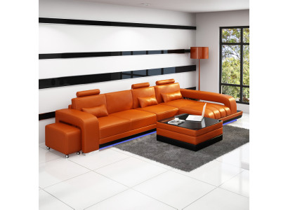 Leren bank Bank Woonlandschap Hoekbank Hoekbankstel Ontwerp Modern Sofa F3017C