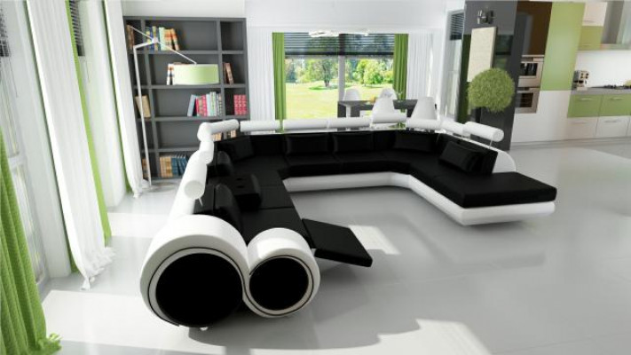XXL Grote Designer Bank Bankstel Woonlandschap Leren Bankstel met USB  XXL Grote Designer Bank Bankstel Woonlandschap leren bankstel met USB