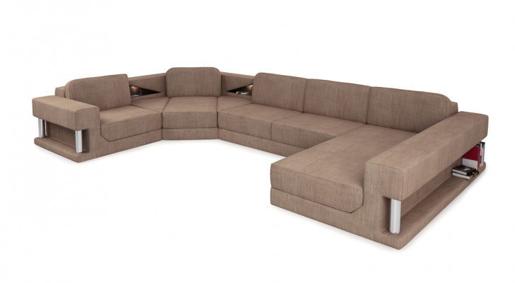 Hoekbank met USB-bekleding, textieldesignbankstel, woonlandschapparlement