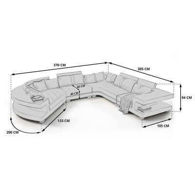 Woonlandschap Moderne Zitkussen Woonkamer Zitkussen Hoekbank USB + Licht