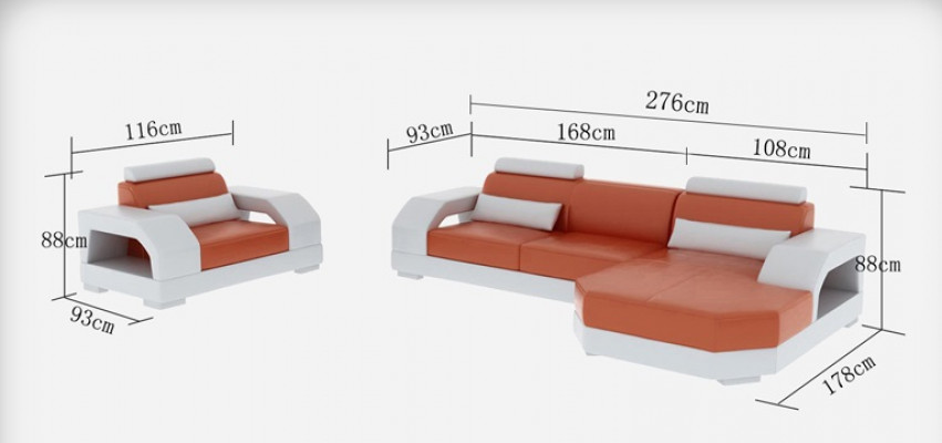 Leren bankstel Hoekbank Woonlandschap Hoekbank + 1-zits set Design Modern G8001E