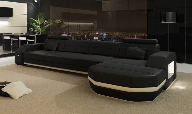 Stijlvol ontspannen Nieuwe L-vormige hoekbank met premium lederen bekleding.