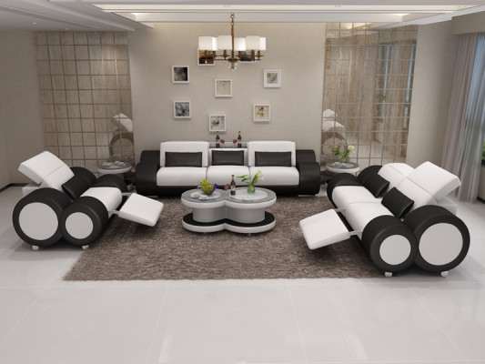 Leren bank Bank bankstel 3+2+1 zits bankstel Ontwerp Decor Modern Sofa
