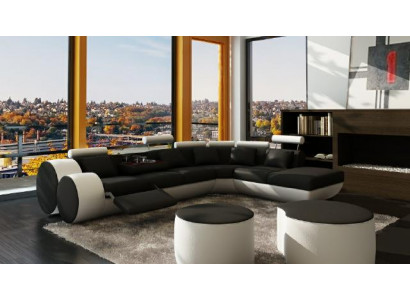 Ledersifa Bank Leren bank USB-set XXL woonlandschap Hoekbank Maatwerk