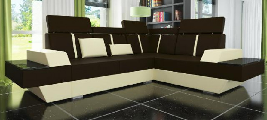 Bankstel bank met USB, hoekbank leren bank ontwerper leren bankstel woonkamer opstelling
