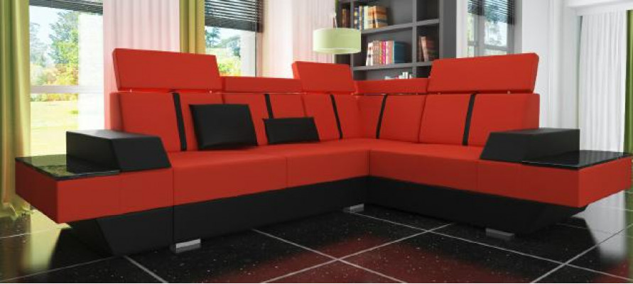 Bankstel bank met USB, hoekbank leren bank ontwerper leren bankstel woonkamer opstelling