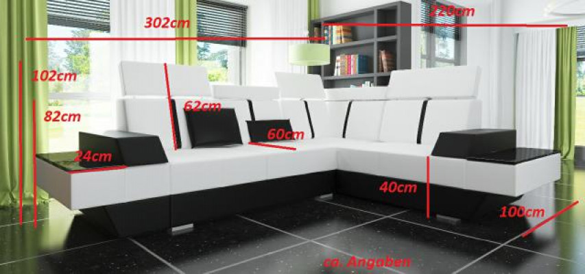 Bankstel bank met USB, hoekbank leren bank ontwerper leren bankstel woonkamer opstelling