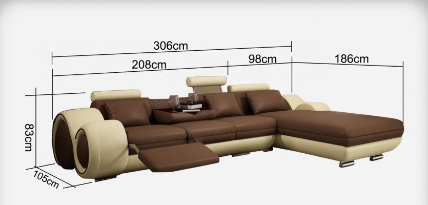 Leren bank met USB woonlandschap hoekbank hoekmeubilair design moderne bankstel A1163E