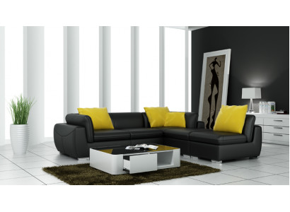 Leren bankstel met USB woongedeelte hoekbank hoekfauteuil set modern ontwerp bank F3014
