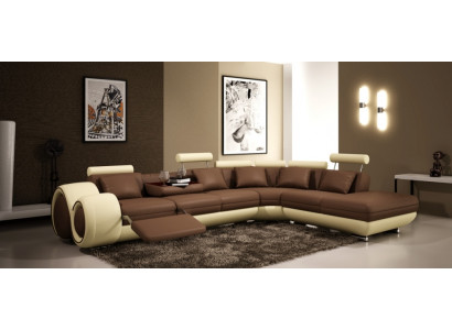 Leren bankstel met USB woonlandschap hoekbank hoekstel modern design bank A1163C