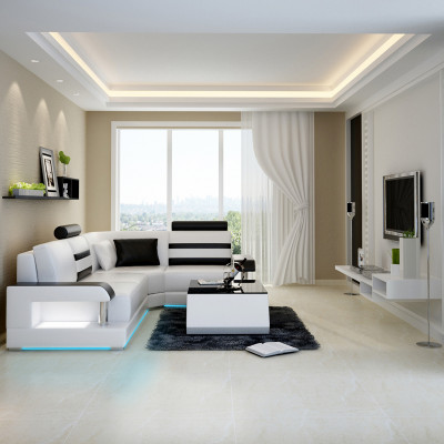 Leren bankstel met USB, hoekbank hoekbank modulair ontwerp Moderne bank L6016D