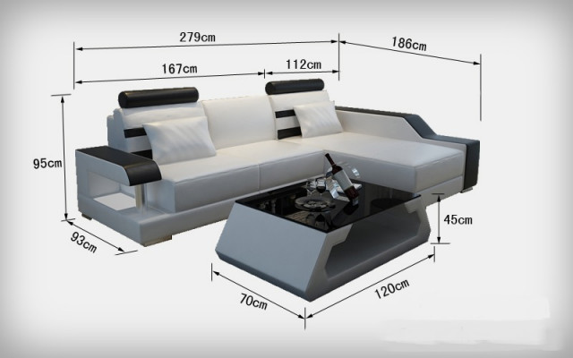 Leren bank met USB woonlandschap hoekbank hoekbankstel design modern sofa L6016E