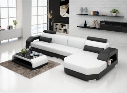Leren bank + USB woonlandschap hoekbank hoekbank set design bank bank nieuw G8001C