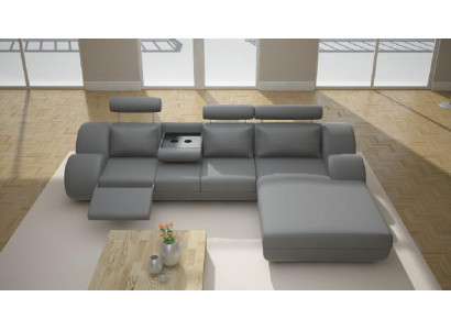 Ontwerper set woonlandschap hoekbank bank USB-bekleding leren bankstellen grijze sofa's.