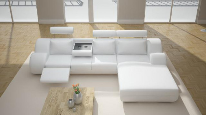 Ontwerper set woonlandschap hoekbank bank USB-bekleding leren bankstellen grijze sofa's.