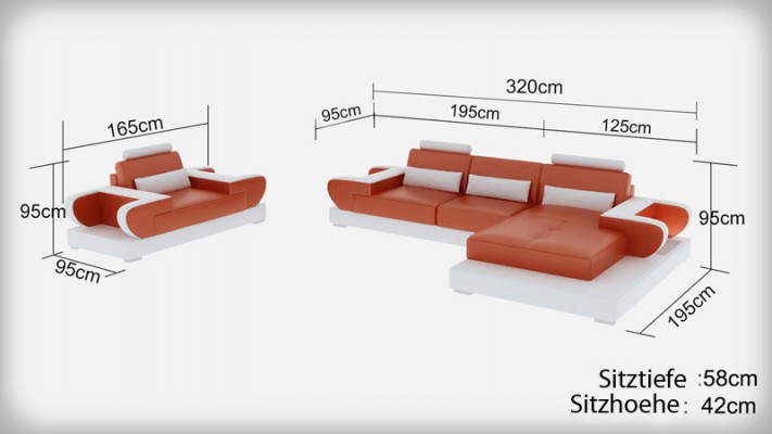 Ontwerp XXL Grote Bank met USB, Leren Hoekbank Bank Bekleding Hoek Woonlandschap
