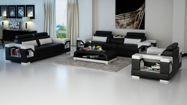 Leren bank bankstel woonlandschap 3+2+1-zits set design Modern bankstel met USB