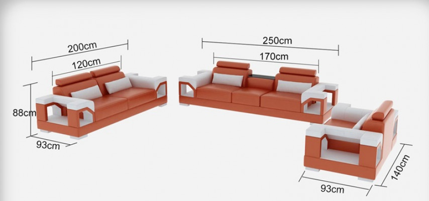 Leren bank bankstel woonlandschap 3+2+1-zits set design Modern bankstel met USB