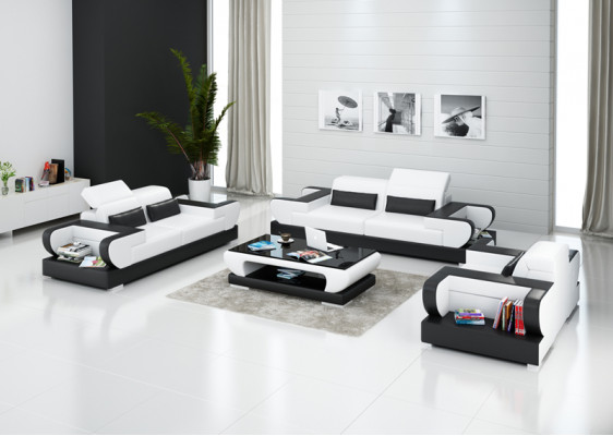 Leren bank Bank Woonlandschap 3+2+1 Zitsbankstel Design Modern Bankstel met USB