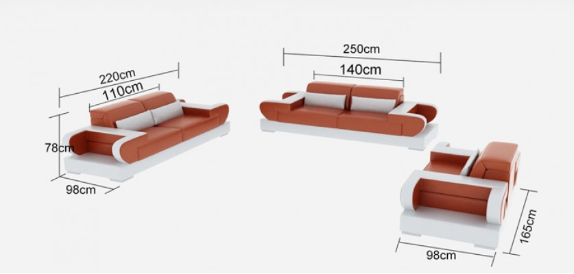 Leren bank Bank Woonlandschap 3+2+1 Zitsbankstel Design Modern Bankstel met USB
