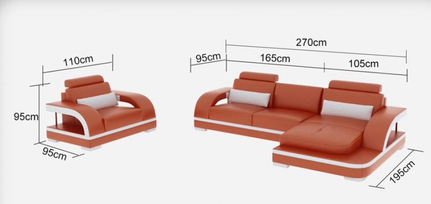 Leren bank Bankstel Woonlandschap Hoekbank + fauteuil Modern bankstel G8011E