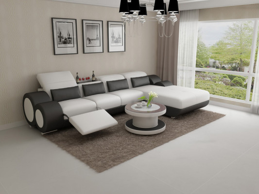 Leren bank + USB bankstel Nieuwe hoekbank Hoekstel Ontwerp Modern Bankstel G8035H