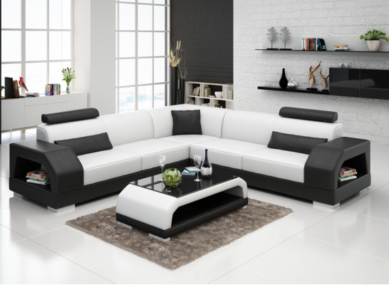 XXL hoekbank + USB, leren woonlandschap set Design Modern Sofa L-vorm G8001B