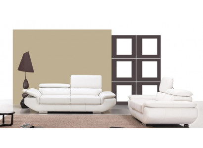 Sofaset met USB-bekleding, bank, lederen zitgroep 3+2 zits Weilrod "wit"