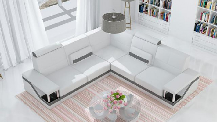 Leren hoekbank bank + USB-poster hoekbank bankstel banken stof leer set nieuw  Leren hoekbank bank + USB-poster hoekbank bankstel banken stof leer set nieuw