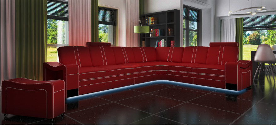 LEDER HOEKBANK SET Op maat gemaakt USB LEDEREN BANKSTEL XXL WOONLANDSCHAP Nieuw