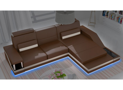 Hoekbank woonlandschap bank +USB hoekbank set leer textiel stof op maat gemaakt