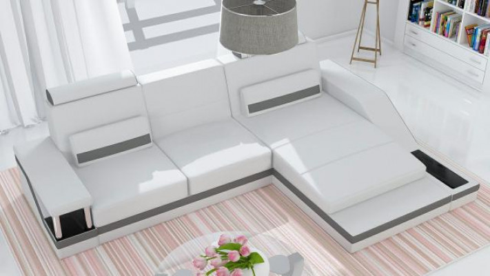 Hoekbank woonlandschap bank +USB hoekbank set leer textiel stof op maat gemaakt