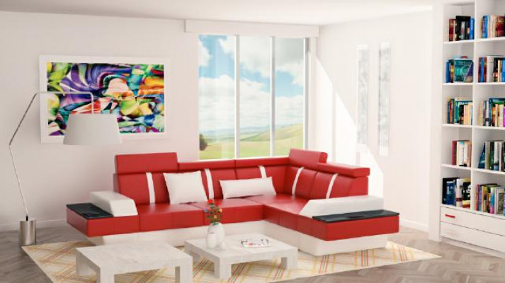 Ontwerper woonlandschap hoekbank Nieuw bankstel bank bank stoffen leren bank + USB-set