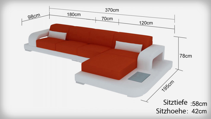 Leren bankstel met USB woonlandschap hoekbank hoekstel bank ontwerp bank G8006C.